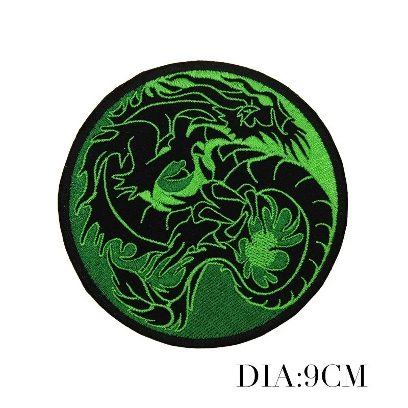 PGY Exquisite  High Quality Chinese Qing Dragon Embroidery Patch Clothes Punk Style Applique for DIY Clothing Accessory Patch