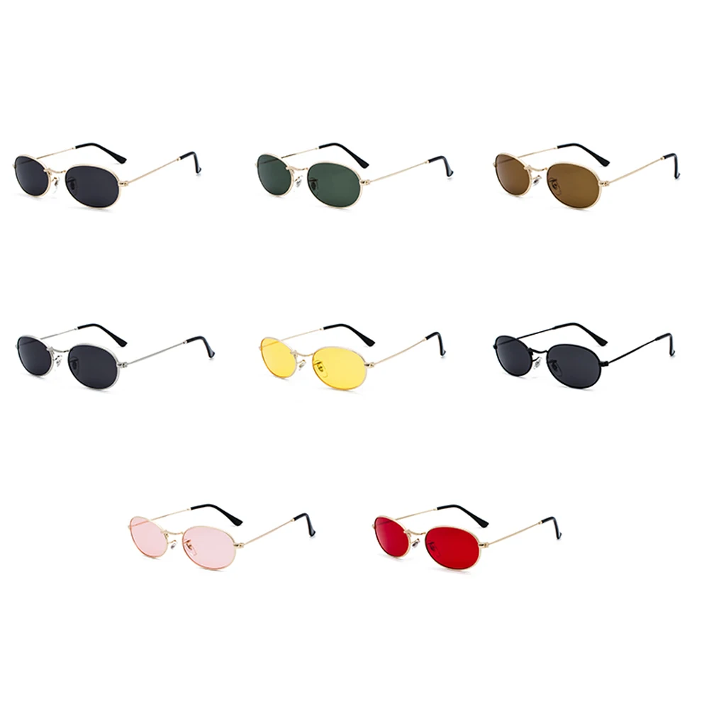 Kachawoo Oval Sunglasses For Men Small Metal Frame Black Red Pink Retro Sun Glasses Women New Year Gift