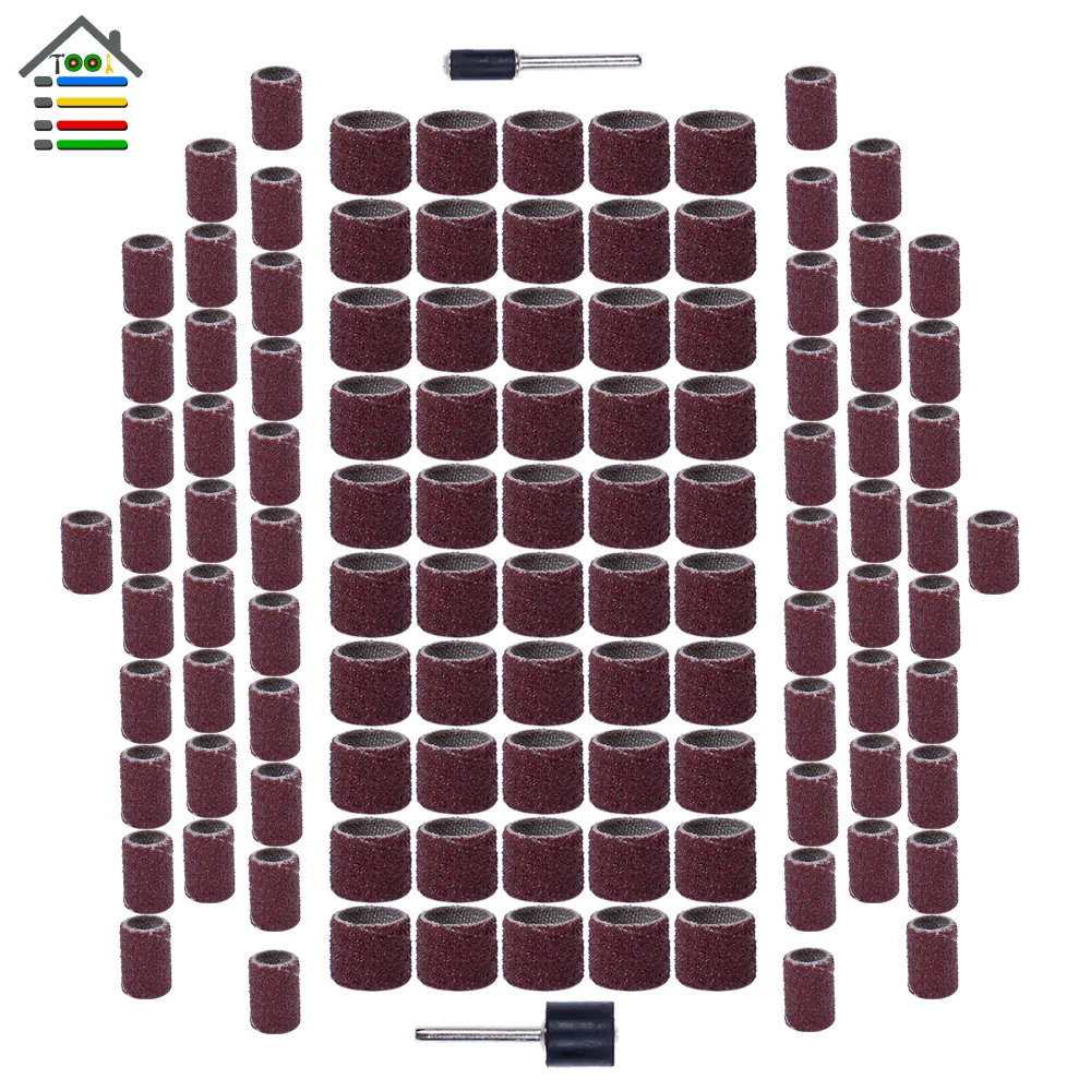 طقم سنفرة مع 80 حصى ، 100 ، 1/2 بوصة ، مغزل رملي ، مناسب لأدوات دريميل الدوارة ، 1/4 قطعة/المجموعة/مجموعة