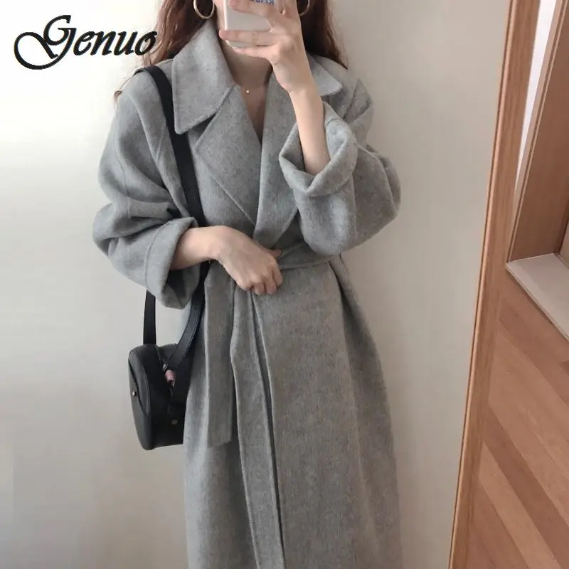Women Korean Winter Long Overcoat Outwear Coat Loose  Cardigans Long Hiver Elegant