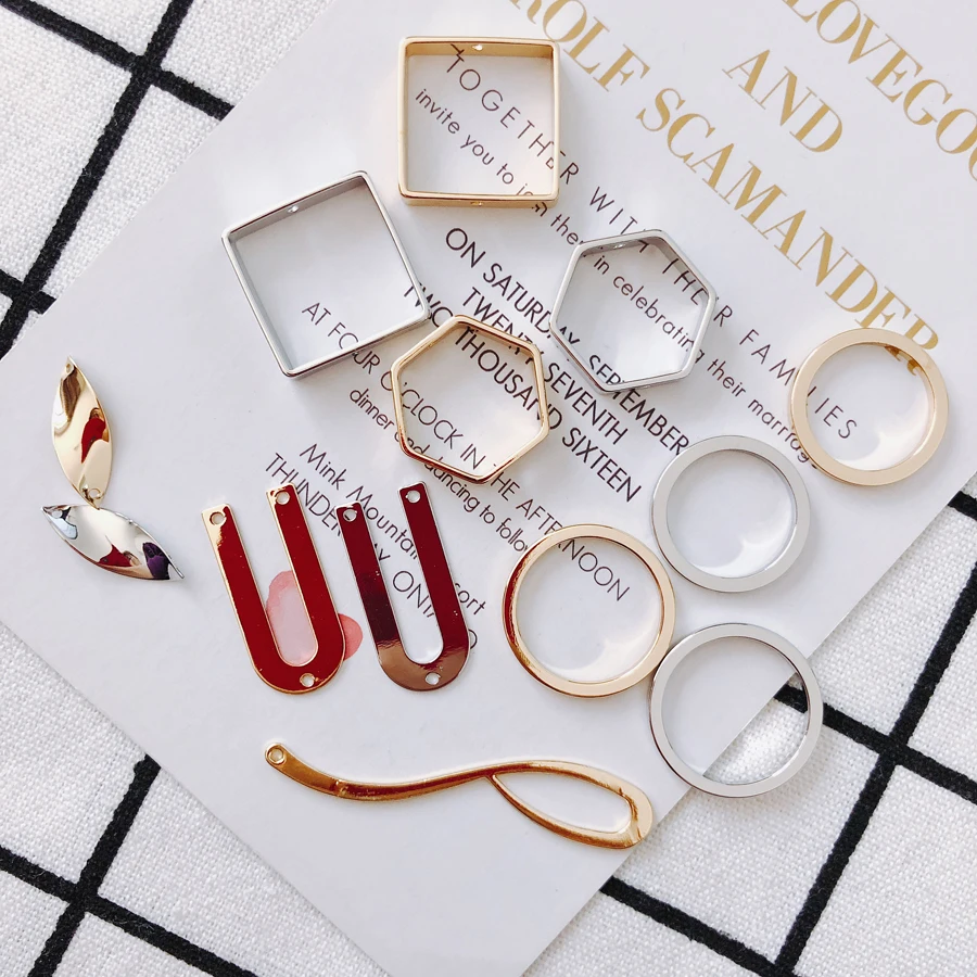 KC Gold Plated Earring Accessories Metal Charms Pendant Eardrop Components Necklace Diy Making Material Jewelry Finding4pcs