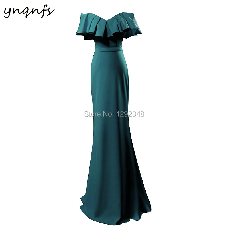 YNQNFS MD409 2024 Robe Soiree Abiye Mermaid Jersey Fairy Off Shoulder Ruffles Teal Mother of the Bride Dresses