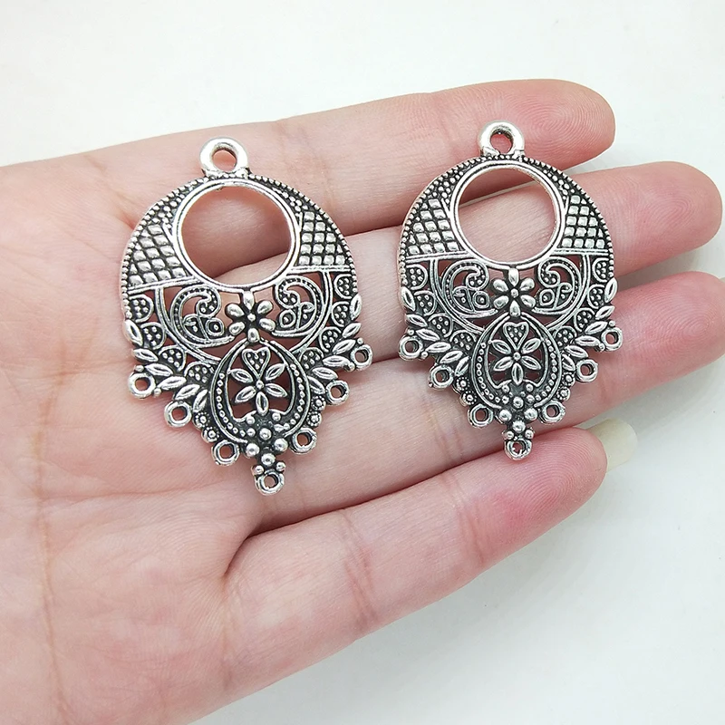2025 New 43*29mm 4pieces/bag Retro Zinc Alloy Crescent-shaped Connectors Linker with Groove Diy Jewelry Earring Accessories