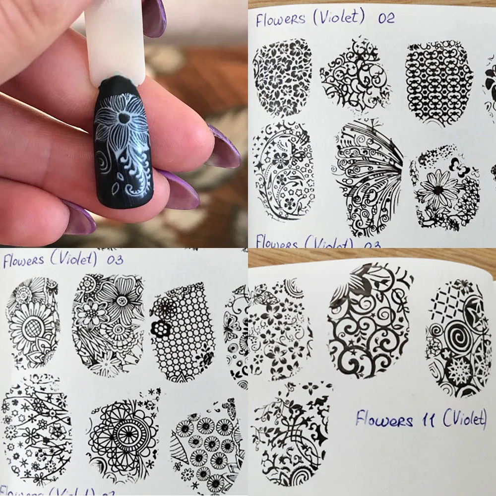 Kimcci Nail Art Stamping Plate Templates Stencils Assorted Designs DIY Image Acrylic Lace Flower Animal 16.3*10.3cm