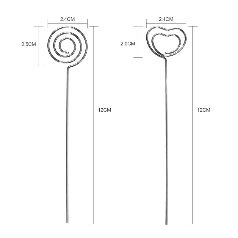 Porte-cartes mémo à clip en fils métalliques, support photo pour numéro de table, décor de gâteau de fête de mariage, rond et coeur, 60 pièces