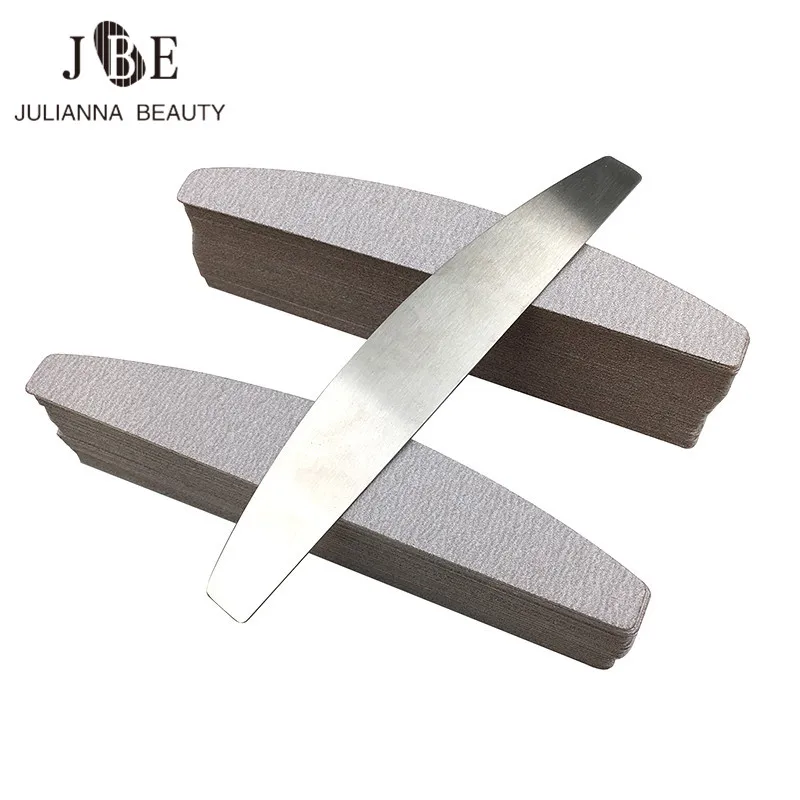 New Grey Metal Nail File Calluses Remover Manicure Nail Art Stainless Steel Handle Sand Paper With 50 pcs Replacement Sand Paper