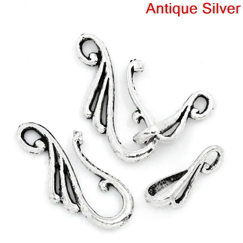 Doreen Box Lovely Toggle Clasps Hook Silver Color 25.5x12mm 16x8mm,50 Sets (B25384)