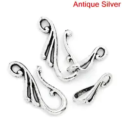 Doreen Box Lovely Toggle Clasps Hook Silver Color 25.5x12mm 16x8mm,50 Sets (B25384)
