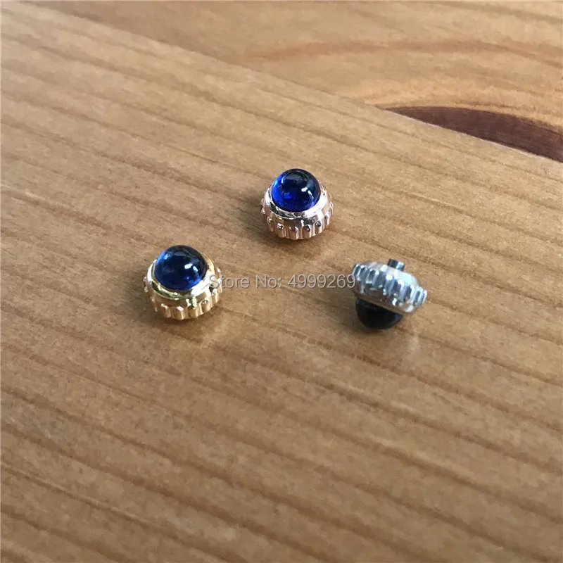 blue sapphire crystal+steel crown for Cartier Ronde De Cartier 42mm original genuine automatic watch parts tools