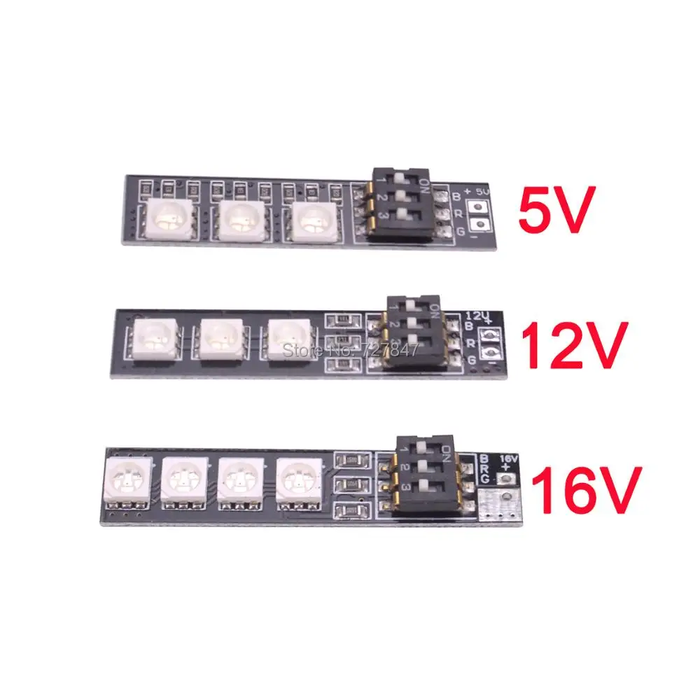 2/4 pcs RGB 5050 Đèn LED Ban 7 Màu 5 V 12 V 16 V với DIP Chuyển Đổi cho QAV250 Gà 230 FPV Quadcopter Quad Multirotor