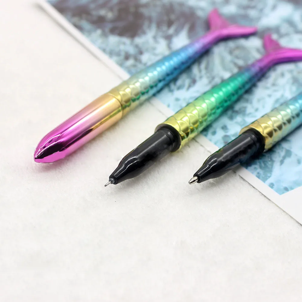 2Pcs/lot Cute Colorful Gel Pens Mermaid Gel Ink Pen School Supplies Creative Novel Office Gift Stationery Styling Fish