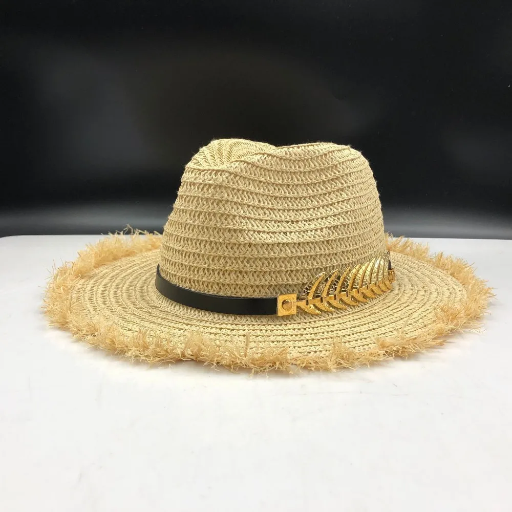 Summer Women\'s Hat Brim Lady Raffia Beach Sun Hat Casual Panama Straw Hat Men Cap Sun Visor Cap Male Sombrero Chapeau Femme