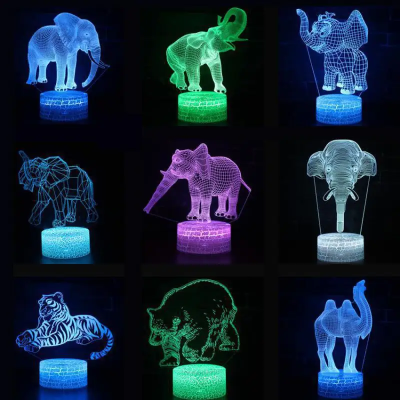 

Elephant Christmas decorative lights Lovely cartoon children's toys Cosplay Led Lamp Acrylique Usb Neon Party Dress 3d lamp