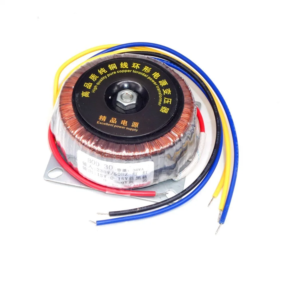 30AV 30W input 230v to AC Double 15V and single 9V Copper toroidal audio transformer for Preamplifier amplifier DAC board