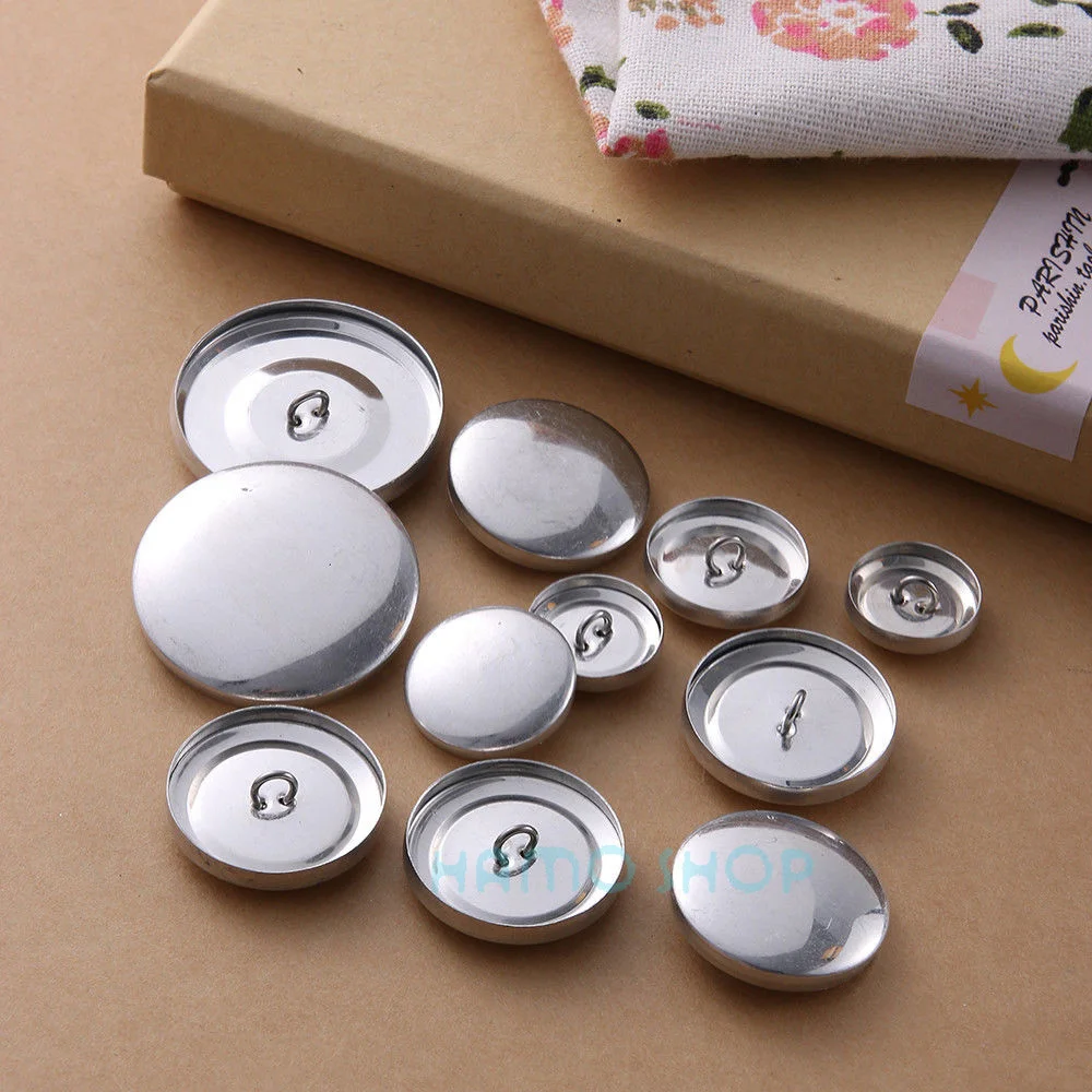 Round Fabric Cloth Covered Button Metal DIY Bag Cloth Buckle Kits Press Bread Button Cloth Base With 1 Set Hand Tools