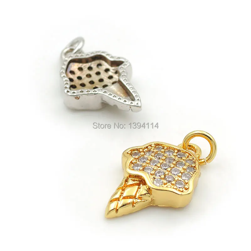 14*10*3mm Micro Pave Clear CZ Bamboo Shoot Charm Fit For Men And Women Making Bracelets Or Necklaces Jewelry