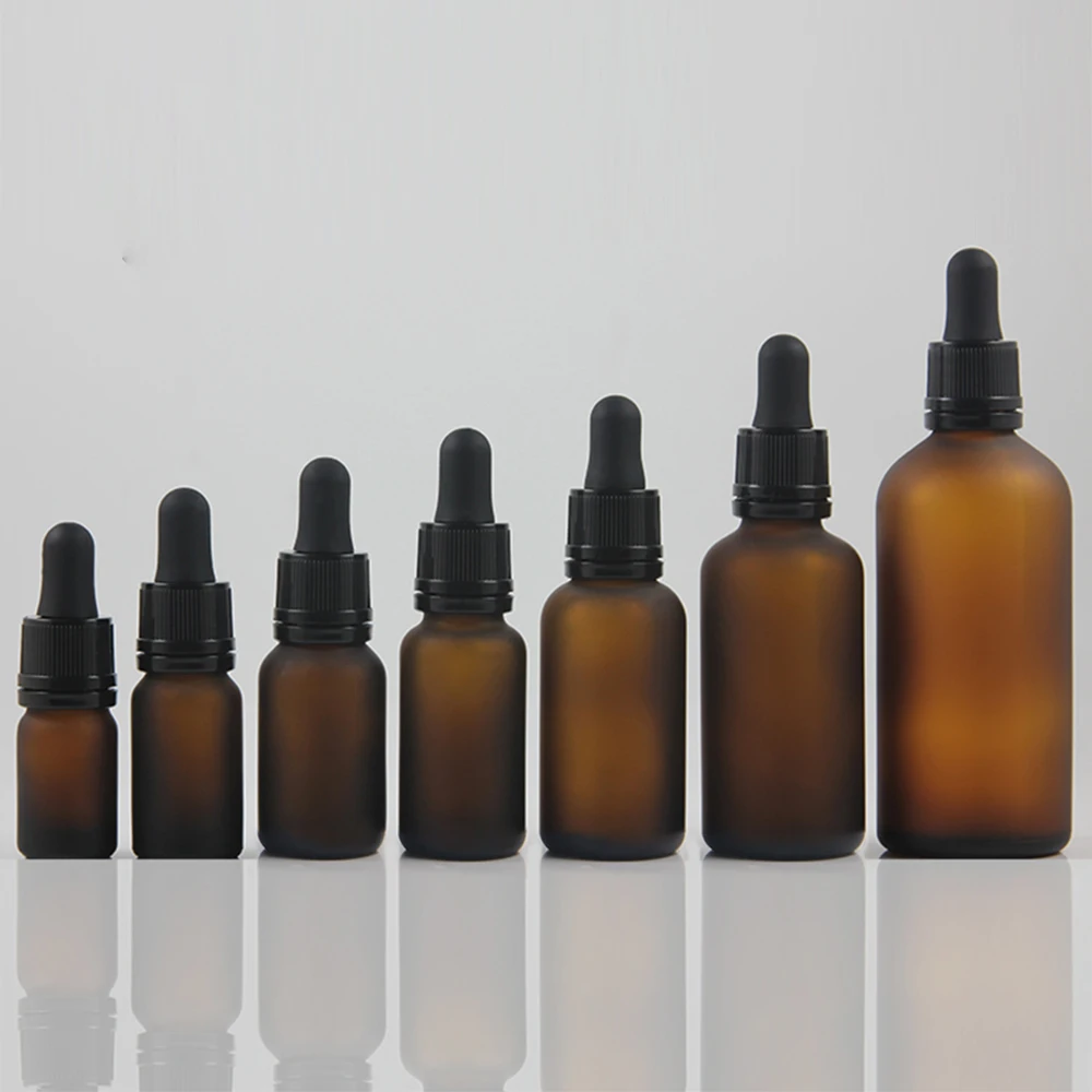 

Dark glass customized essential oil medical glass bottle 30ml frosted amber containers