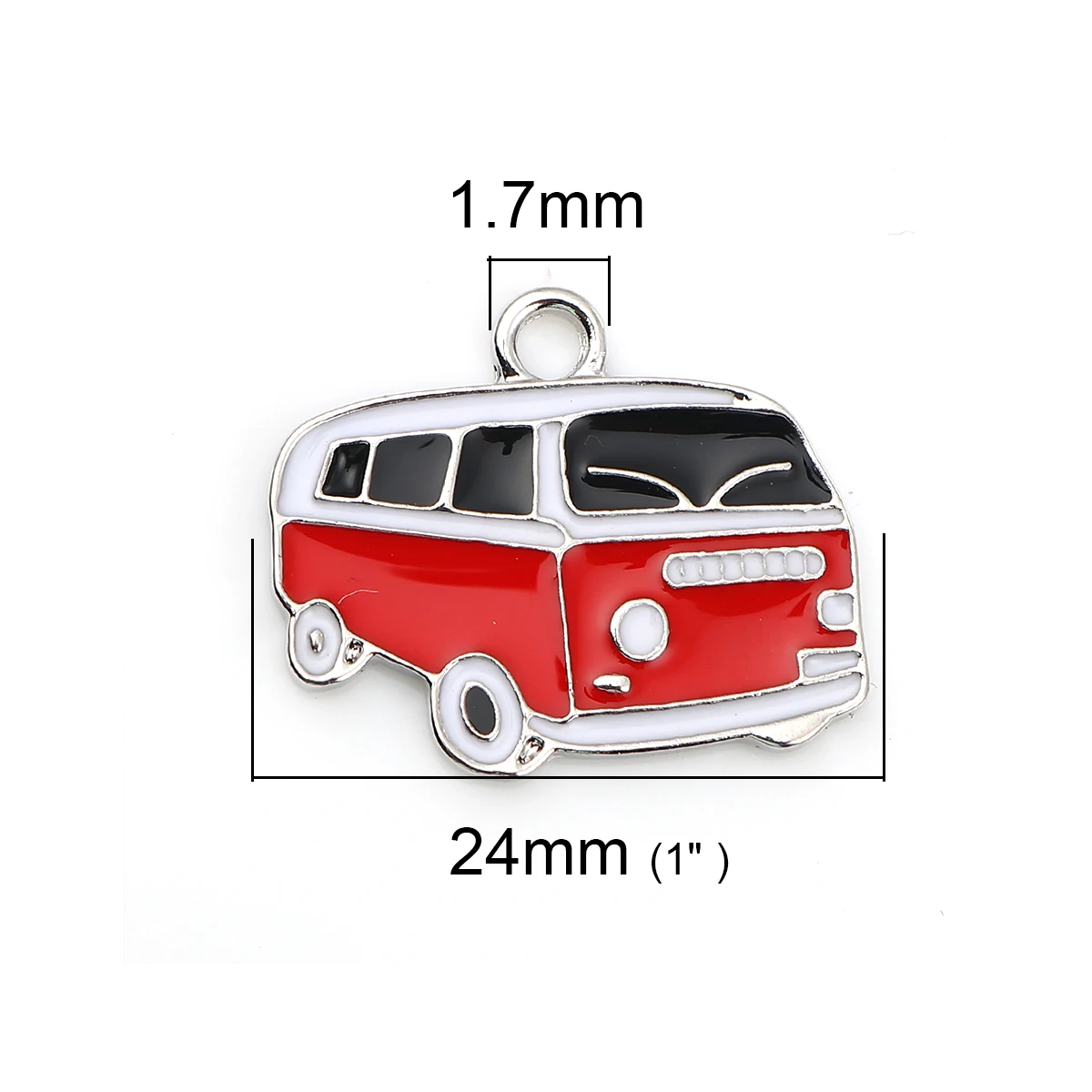 DoreenBeads 10 Silver Color Enamel Shuttle Bus Charm Pendant 20x18mm (B07143), yiwu