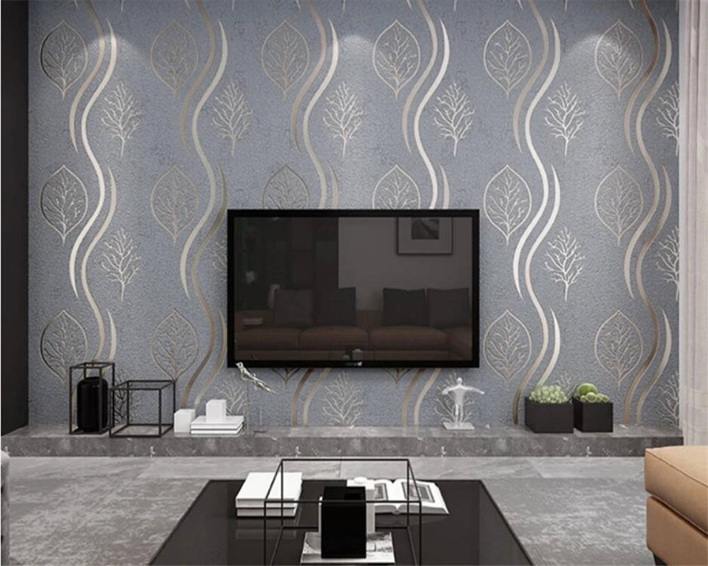 High-grade Three-dimensional Wave Pattern Leaves Deerskin Brown Background Wall Thickening Papel De Parede Wallpaper