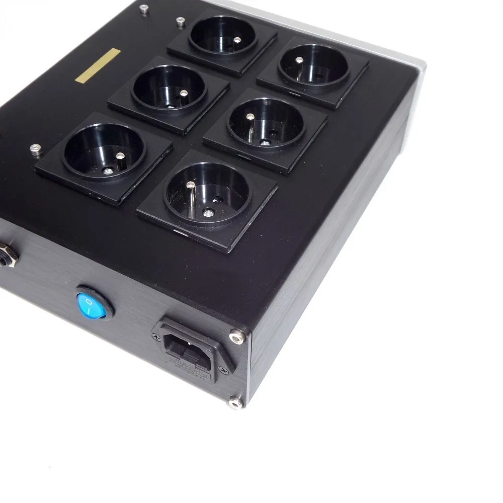 EU-6P-enchufe de CA europeo de 6 posiciones, filtro EMI, acondicionador de potencia, purificador de potencia, protección contra sobretensiones, enchufe de CA europeo