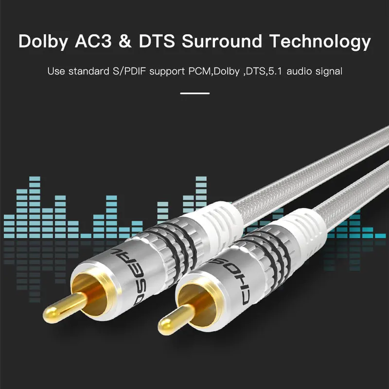 CHOSEAL RCA Digital Audio Coaxial Cable S/PDIF Male to Male Coaxial Speaker Cable for HDTV Subwoofer Hi-Fi Systems