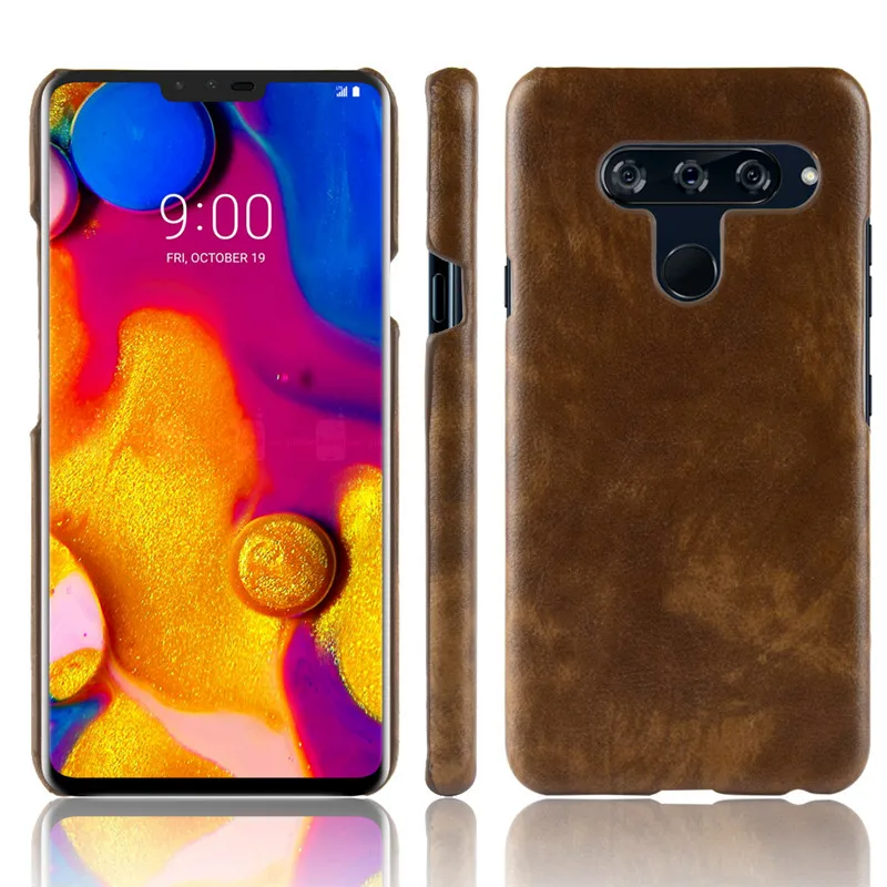 Coque rigide en cuir PU pour LG V40 ThinQ, avec motif Litchi, étui protecteur