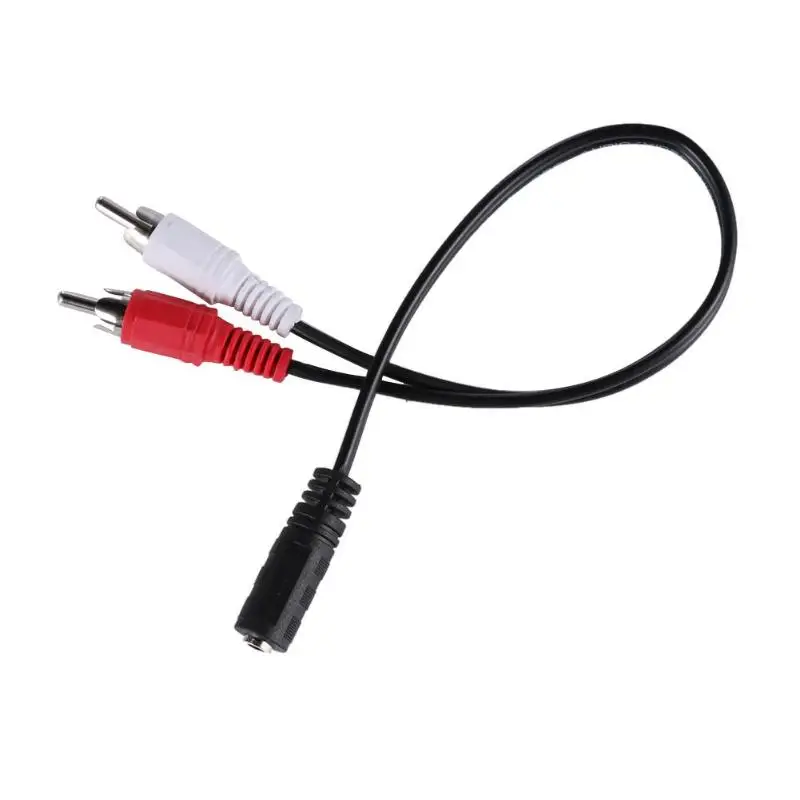 3.5mm Female Stereo to 2-RCA Male Plug Aux Audio Headphone Jack Converter Adapter Cable for DVD TV VCD Audio Cables  Red White