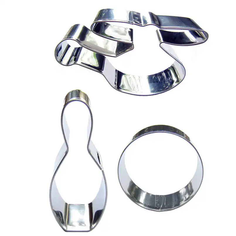 3 pcs Helicopter Bowling 6cm Circle Stainless steel Cookie cutter biscuit embossing machine Pastry molds Cake decorating Tools