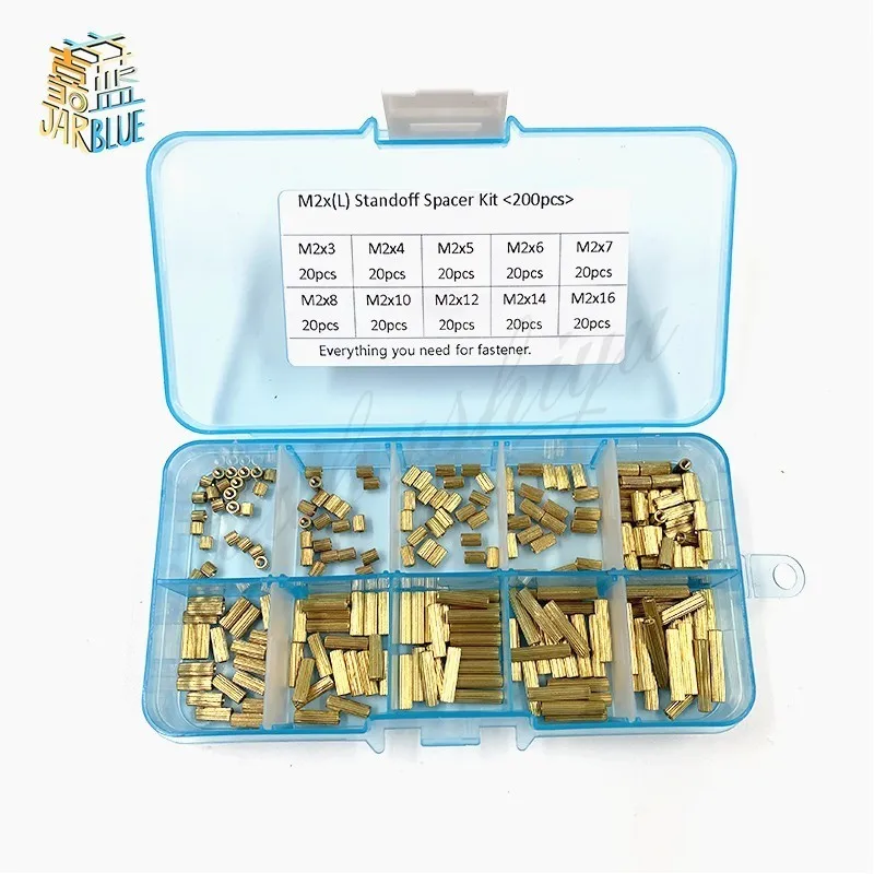 

200pcs/set M2*(l) Copper Standoff Spacer Circular Double-pass Pillars Security Surveillance Cameras Spacing Screws Kit