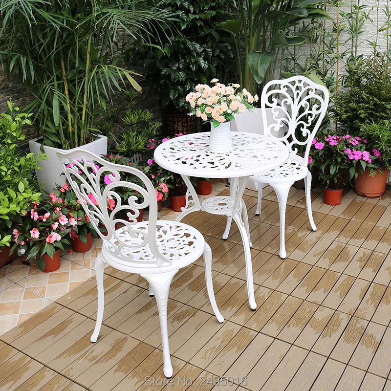 Hot sale Bistro Set Outdoor chair and table Blacony coffee set Patio Solid Aluminum furniture table with 2 chairs anti rust