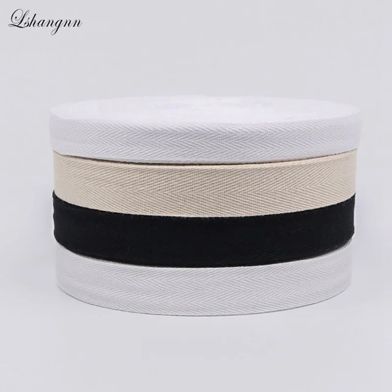 Lshangnn Diy Cloth Accessories 100% Cotton Herringbone Tape Package Cotton Ribbon 10MM 12MM 15MM 20MM 25MM 30MM 40MM 50MM50yards