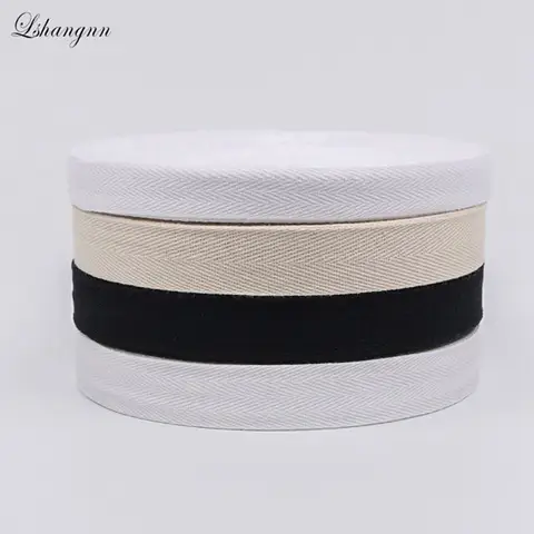 Lshangnn Diy Cloth Accessories 100% Cotton Herringbone Tape Package Cotton Ribbon 10MM 12MM 15MM 20MM 25MM 30MM 40MM 50MM50yards