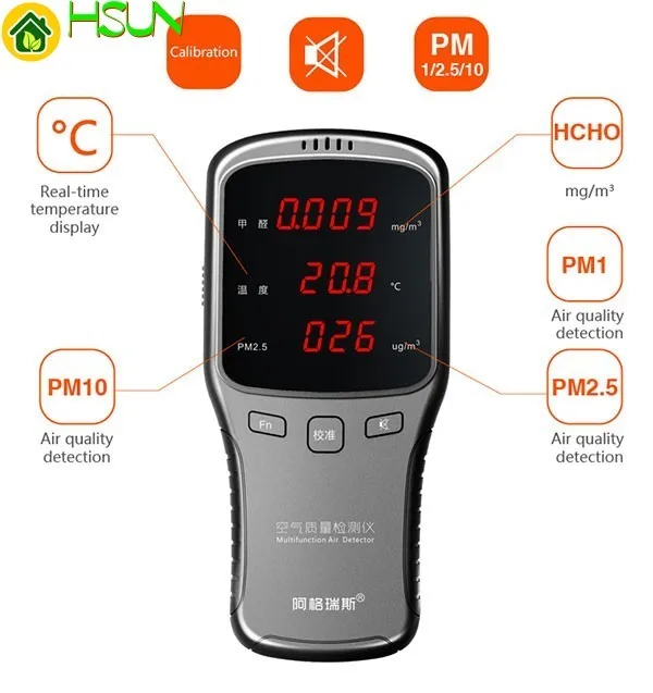 6-in-1  WP6910  PM1.0 PM2.5 PM10 Meter HCHO Meter Air Detector with Rechargeable Lithium Battery