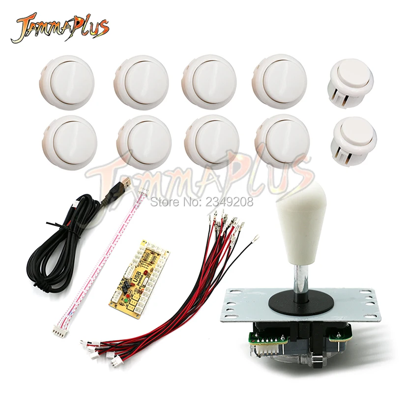 DIY Arcade Joystick Kit 5Pin Joystick Kabel 24 Mm/30 Mm Tombol USB Encoder Nol Penundaan Papan Oval Bola top Joystick 6 Warna