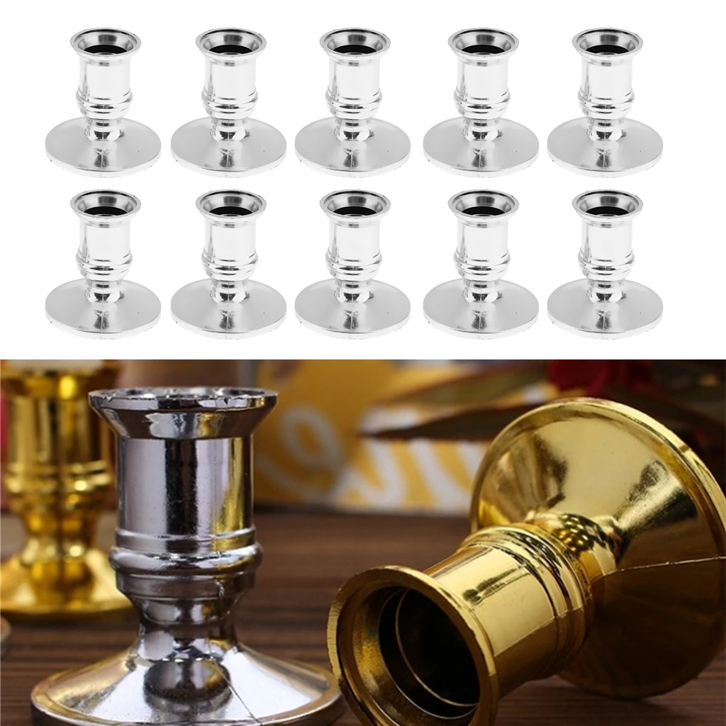 10pcs Plastic Modern Traditional Dinner Candlesticks Pillar Candle Base Holder