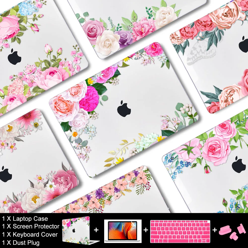 New Laptop Case for MacBook Air Pro Retina 11 12 13 15 16 inch A2141 2020 M1 A2338 A2289 A2337 A2179 Flower Hard Shell Cover