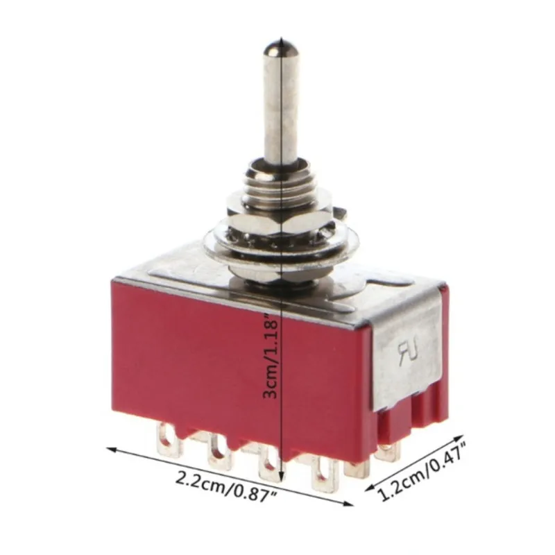 5pcs Durable Mini MTS-402 Toggle Switches AC 250V 2A 125V 6A 12 Pins 2 Position ON ON Switch Power Conctrol