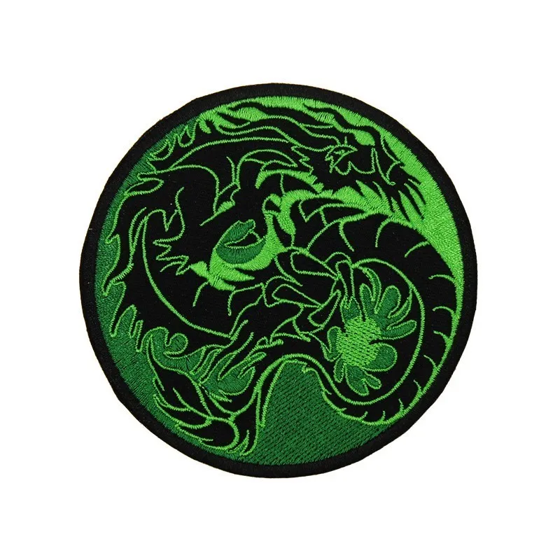 PGY Exquisite  High Quality Chinese Qing Dragon Embroidery Patch Clothes Punk Style Applique for DIY Clothing Accessory Patch