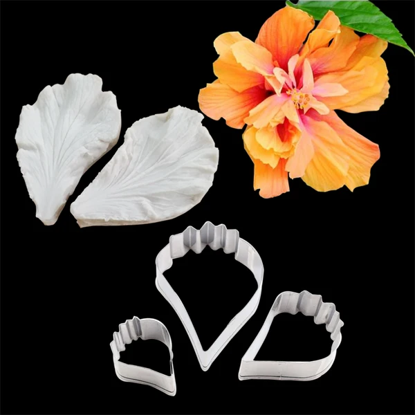 Hibiscus Flower Flower Veiners Silicone Molds Fondant Gumpaste Resin Clay Cake Decorating Tools,Sugarcraft  Cutters CS275