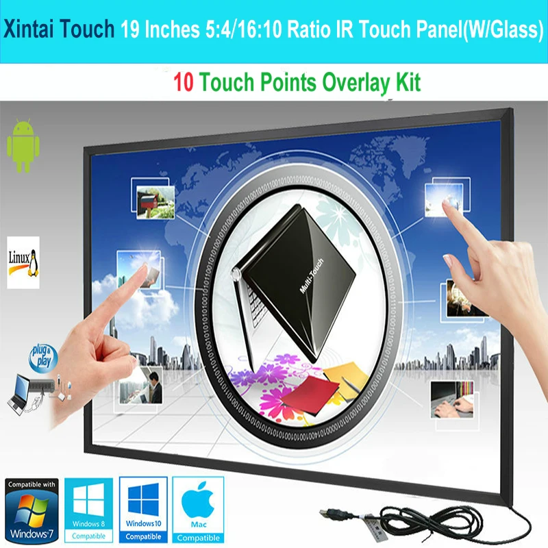 Xintai Touch 19 Inches 5:4/16:10 Ratio 10 Touch Points IR Touch Screen,Infrared Touch Panel With Glass Plug&Play