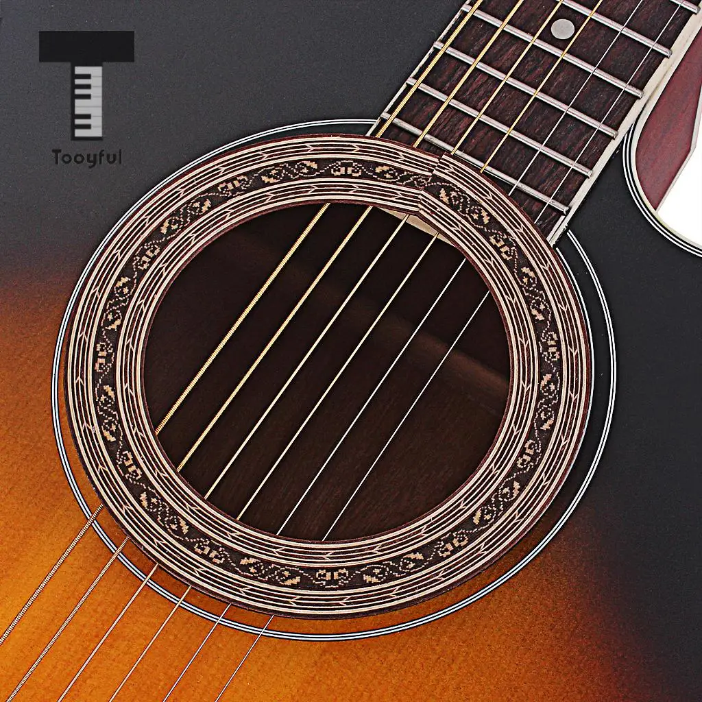 93mm Classical Guitar Natural Wood Inlaid Soundhole Ring Decal Sticker Self-adhesive for Acoustic Guitar Decal Accessories