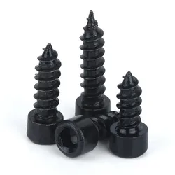 50pcs M2 M2.6 M3 M3.5 M4 Carbon Steel With Black Hexagon Socket Cap Head Self Tapping Screw Model Screw