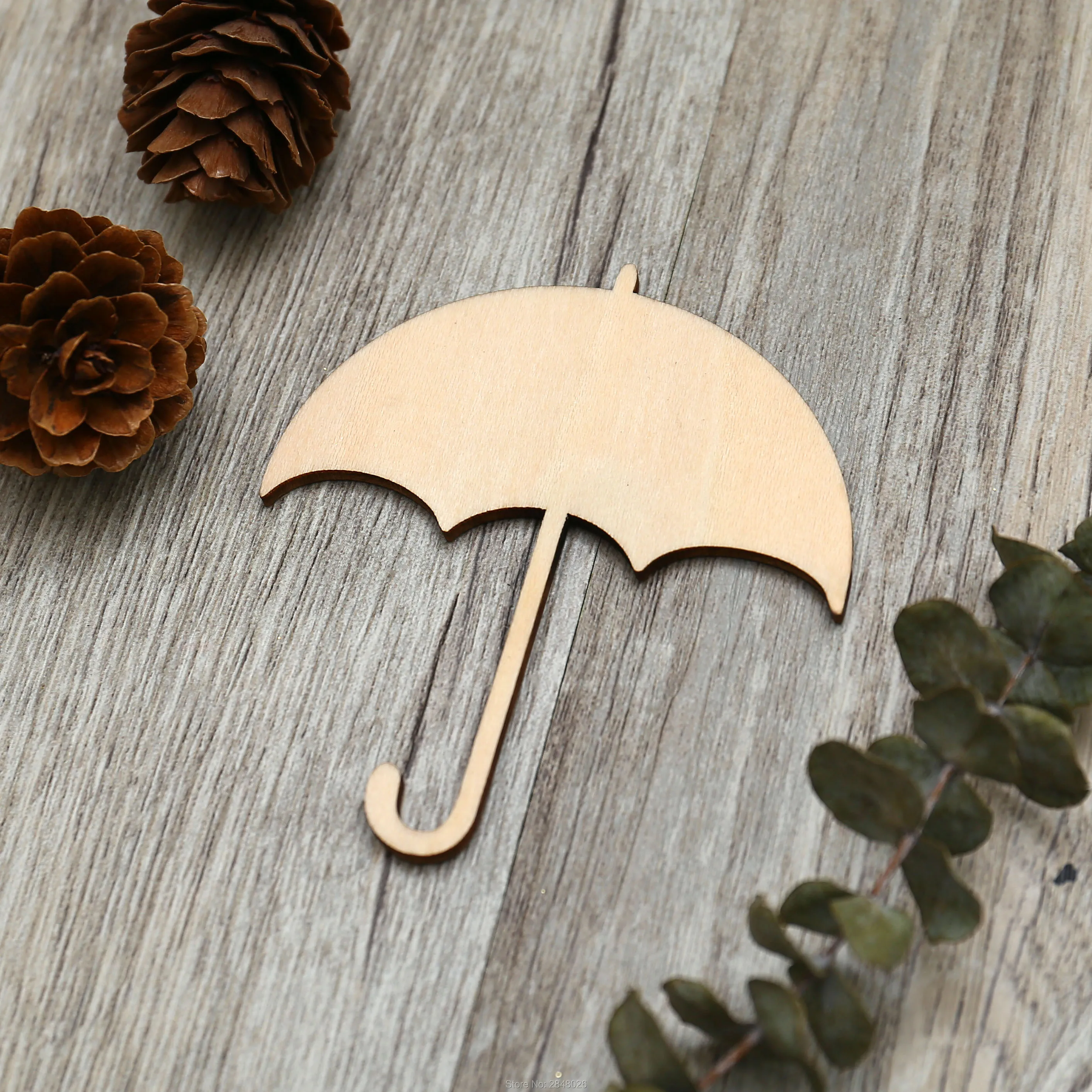 Little wooden umbrella ,natural wood,unfinished - make your own fridge magnet