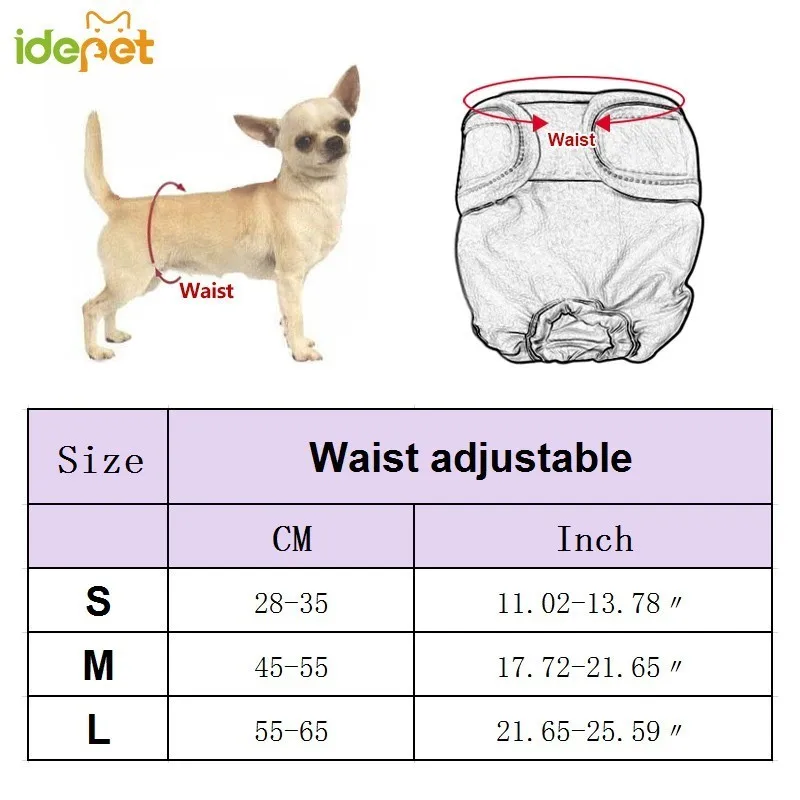 Waterproof Dog Physiological Pants Diaper Sanitary Washable Dog Shorts Panties Menstruation Underwear Briefs Jumpsuit For Dog 30