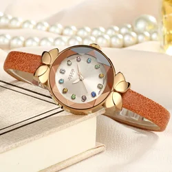 Top Julius Lady Women's Watch MIYOTA Cute Colorful Crystal Knot Fashion Hours Real Leather Lady Bracelet Girl's Gift No Box