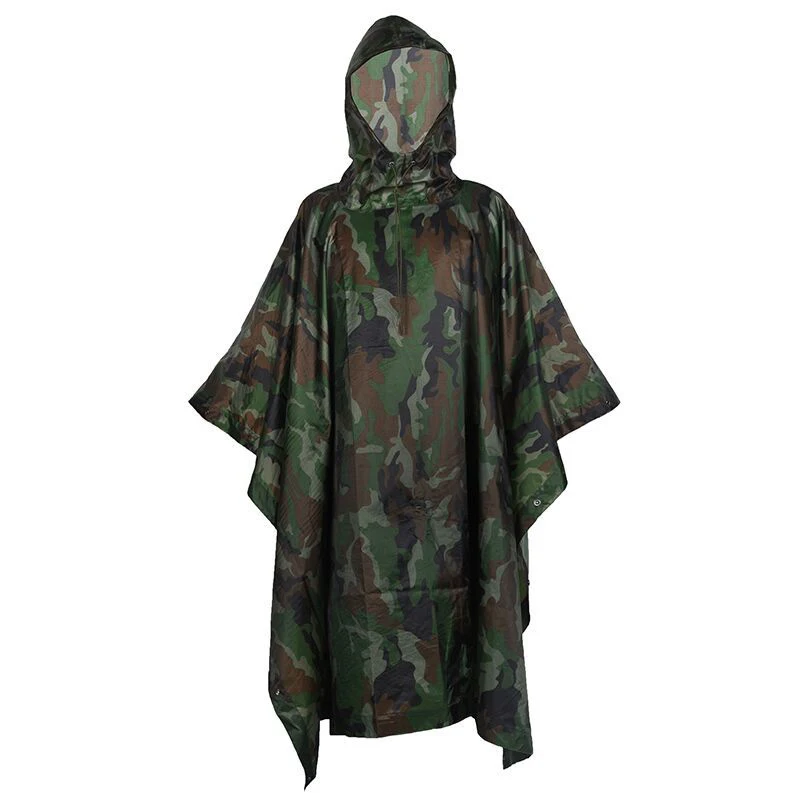 Imagem -02 - Masculino Feminino Acampamento Equitação Impermeável Pvc Capa de Chuva Escalada ao ar Livre Ciclismo Esportes Caça Pesca com Capuz Camuflagem Tenda Poncho