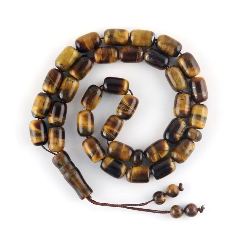 Fashion Natural Tiger Eye 8*12 mm Tiger Eye Tassel Pendant 33 Islamic Rosary Muslim Tasbih Allah Muhammad Rose for Woman Man