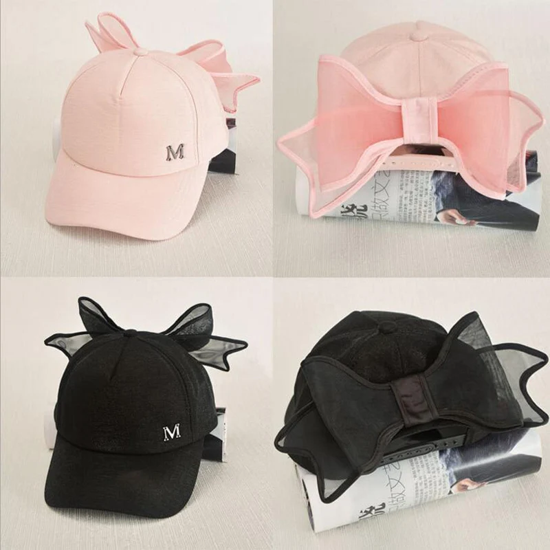 Parent-child Baseball Cap Fashion Mother Daughter Sun Cap Solid Bowknot Hat For Girls Wide Brim Summer Sun Cap Girls Clothing