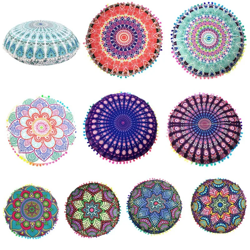 32in Round Mandala Tapestry Pillows Case Cover Meditation Covers Ottoman Poufs Retro Ethic Pillow Case26