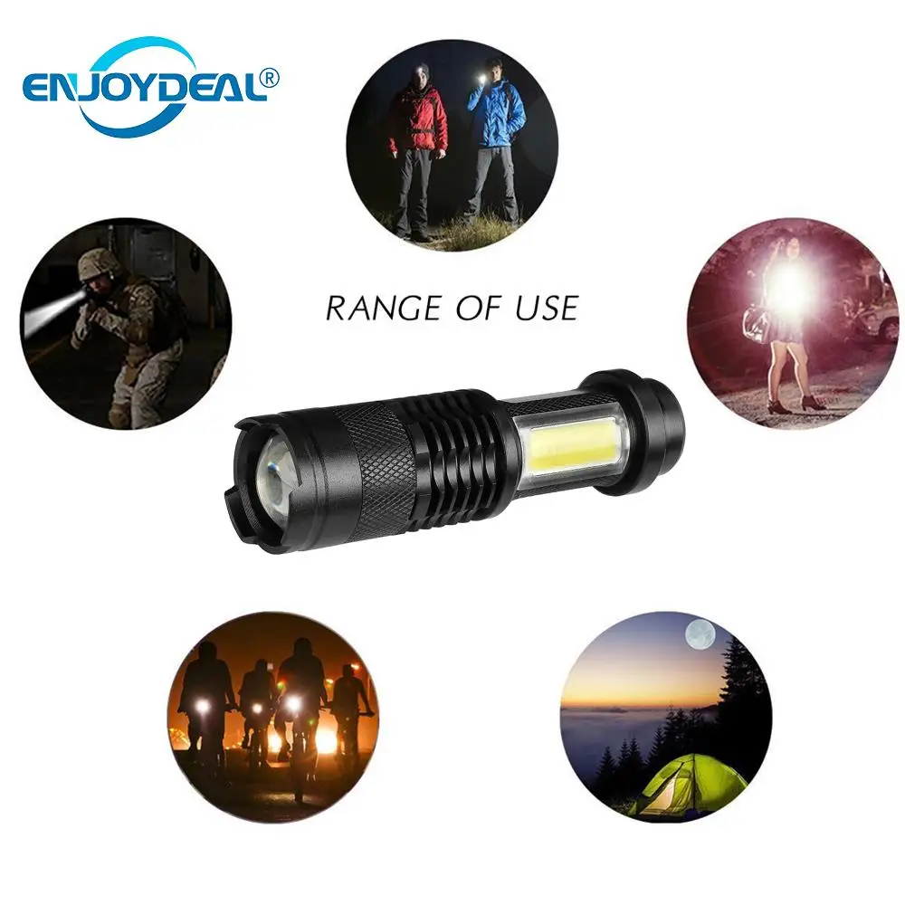 3800LM Q5 COB LED Flashlight Ultra Bright Zoomable Mini LED Flashlight Use AA 14500 Battery Focus Light 3 Mode Torch for outdoor